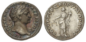 ROMAN COINS: ROMAN EMPIRE

Denario. 103-112 d.C. TRAJANO. Anv.: IMP. TRAIANO AVG. GER. DAC. P. M. TR. P. Cabeza laureada a derecha. Rev.: COS. V. P....