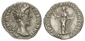 ROMAN COINS: ROMAN EMPIRE

Denario. 187 d.C. CÓMODO. Anv.: COMM. ANT. P. FEL. AVG. BRIT. Cabeza laureada a derecha. Rev.: HILAR. AVG. P. M. TR. P. X...