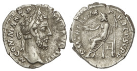 ROMAN COINS: ROMAN EMPIRE

Denario. 184-186 d.C. CÓMODO. Anv.: M. COMM. ANT. P. FEL. AVG. BRIT. Cabeza laureada a derecha. Rev.: P. M. TR. P. XI IMP...