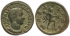 ROMAN COINS: ROMAN EMPIRE

Sestercio. 232 d.C. ALEJANDRO SEVERO. Anv.: IMP. ALEXANDER PIVS AVG. Busto laureado a derecha. Rev.: MARS VLTOR S. C. Mar...