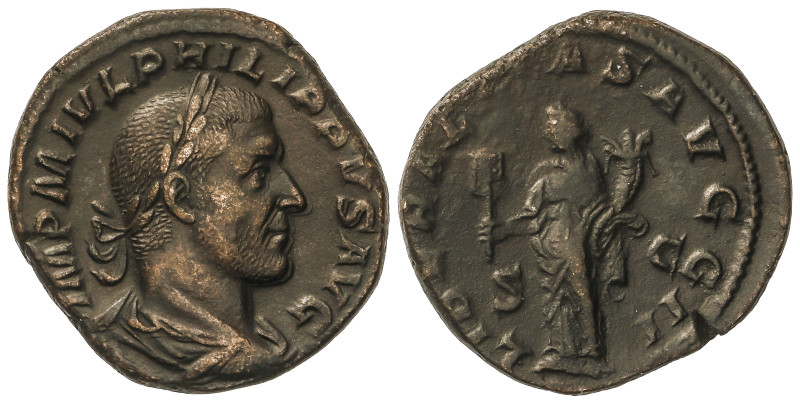 ROMAN COINS: ROMAN EMPIRE

Sestercio. 247 d.C. FILIPO I. Anv.: IMP. M. IVL. PH...