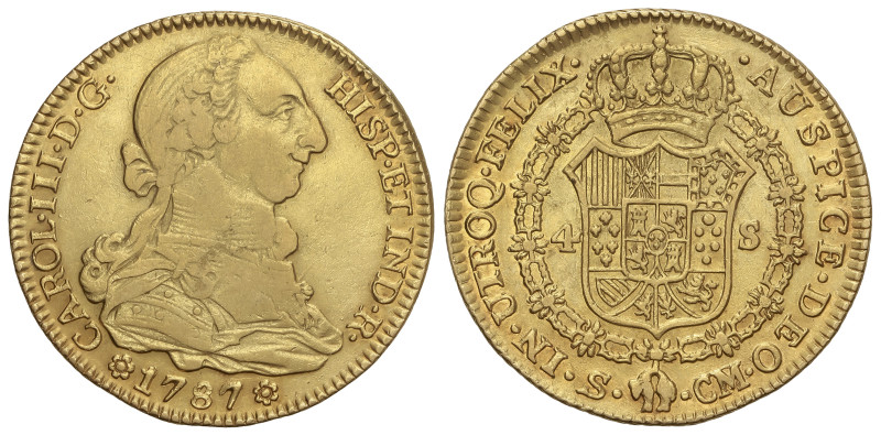 SPANISH MONARCHY: CHARLES III

4 Escudos. 1787. SEVILLA. C.M./C.F. 13,39 grs. ...