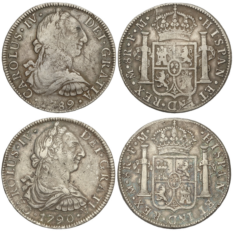 SPANISH MONARCHY: CHARLES IV

Lote 2 monedas 8 Reales. 1789 y 1790. MÉXICO. F....