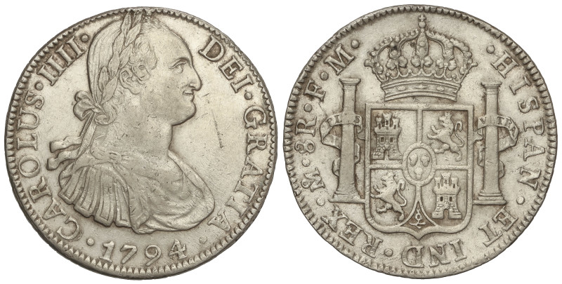 SPANISH MONARCHY: CHARLES IV

8 Reales. 1794. MÉXICO. F.M. 26,91 grs. (Rayitas...