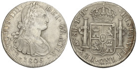 SPANISH MONARCHY: CHARLES IV

8 Reales. 1805. MÉXICO. T.H. 26,64 grs. AC-983. MBC.