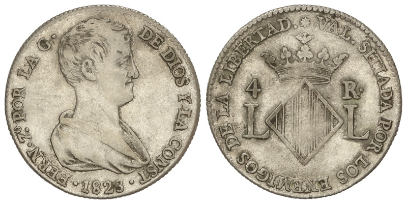 SPANISH MONARCHY: FERDINAND VII

4 Reales. 1823. VALENCIA. 5,85 grs. Módulo de...