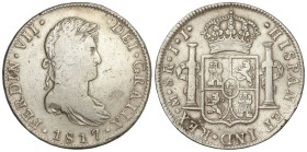 SPANISH MONARCHY: FERDINAND VII

8 Reales. 1817. MÉXICO. J.J. 26,54 grs. AC-1332. MBC-/MBC.