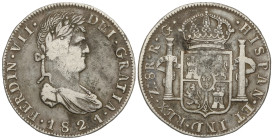 SPANISH MONARCHY: FERDINAND VII

8 Reales. 1821. ZACATECAS. R.G. 26,03 grs. Acuñación floja en parte.( Rayita en anverso, leve oxidación en reverso)...