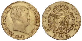 SPANISH MONARCHY: FERDINAND VII

80 Reales. 1822. MADRID. S.R. 6,70 grs. Tipo Cabezón. (Leves rayitas). AC-1641. MBC.