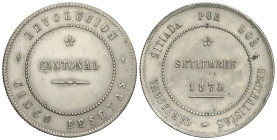PESETA SYSTEM: CANTONAL REVOLUTION

5 Pesetas. 1873. CARTAGENA. Anv.: 86 perlas. Rev.: 90 perlas. 26,63 grs. Reverso no coincidente, tipo moneda. AC...