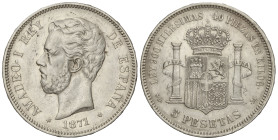 PESETA SYSTEM: AMADEO I

5 Pesetas. 1871 (*18-71). S.D.-M. AC-1. MBC+.