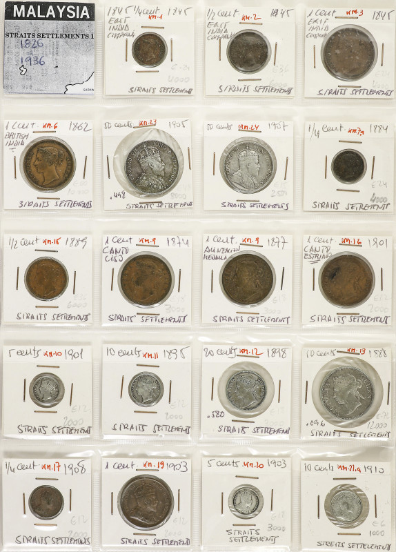 WORLD COINS: STRAITS SETTLEMENTS

Lote 30 monedas. 1845 a 1935. AR, AE. Contie...
