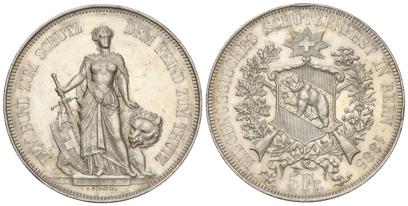 WORLD COINS: SWITZERLAND

5 Francs. 1885. FESTIVAL DE TIRO. BERN. 24,90 grs. A...