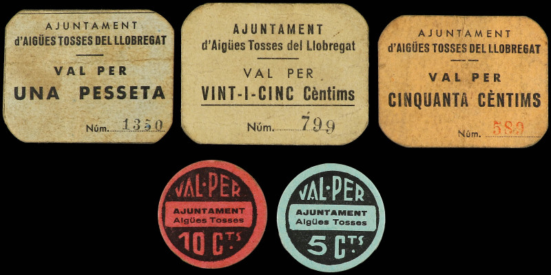 PAPER MONEY OF THE CIVIL WAR: CATALUNYA

Lote 5 billetes 5, 10, 25, 50 Cèntims...