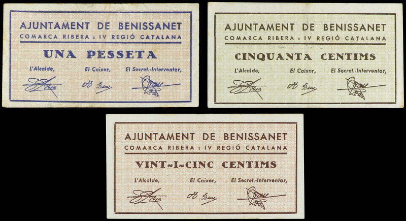 PAPER MONEY OF THE CIVIL WAR: CATALUNYA

Lote 3 billetes 25, 50 Cèntims y 1 Pe...
