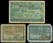 PAPER MONEY OF THE CIVIL WAR: CATALUNYA

Lote 3 billetes 50 Cèntims (2) y 1 Pesseta. Abril 1937 y Juliol 1937. Aj. de CENTELLES. Los 50 céntimos de ...