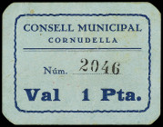 PAPER MONEY OF THE CIVIL WAR: CATALUNYA

1 Pesseta. C.M. de CORNUDELLA. Cartón. (Leves manchitas del tiempo). MUY RARO. AT-887; RGH-7688. EBC-.