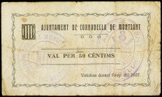 PAPER MONEY OF THE CIVIL WAR: CATALUNYA

50 Céntims. 1937. C.M. de CORNUDELLA DE MONTSANT. MUY RARO. AT-890; RGH-7690. MBC-.