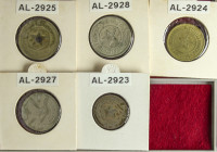 PAPER MONEY OF THE CIVIL WAR: CATALUNYA

Lote 5 fichas 5, 10, 25 Céntims, 1 y 2 Pessetes. COOPERATIVA LA ACTIVITAT OBRERA. L´ ESQUIROL. Latón y Ni. ...