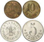 PAPER MONEY OF THE CIVIL WAR: CATALUNYA

Lote 2 fichas 10 Cèntims y 5 Pessetes. COOPERATIVA POPULAR LA SALUD. FIGOLS - LAS MINAS. Latón y Ni. RARAS....