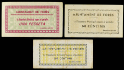 PAPER MONEY OF THE CIVIL WAR: CATALUNYA

Lote 3 billetes 25, 50 Cèntims y 1 Pesseta. Setembre 1937. Aj. de FORES. (Uno manchitas). AT-1043/1045. MBC...