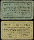 PAPER MONEY OF THE CIVIL WAR: CATALUNYA

Lote 2 billetes 50 Céntims y 1 Pesseta. 22 Febrer 1937. Aj. de FREIXANET (SANT GUIM ESTACIÓ). Cartón. Sin s...