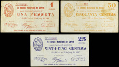 PAPER MONEY OF THE CIVIL WAR: CATALUNYA

Lote 3 billetes 25, 50 Cèntims y 1 Pesseta. 22 Juny 1937. C.M. de GARCIA. (Manchitas). RAROS. AT-1087/1089....