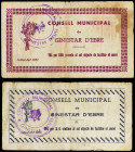 PAPER MONEY OF THE CIVIL WAR: CATALUNYA

Lote 2 billetes 25 Cèntimos y 1 Pesseta. Juliol 1937. C.M. de GINESTAR D´ EBRE. (Sucios. Manchas). AT-1118/...