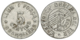 PAPER MONEY OF THE CIVIL WAR: CATALUNYA

5 Cèntims. 1938. ELÉCTRICA OBRERA DEL TER. GRANOLLERS. Anv.: LLUM I FORÇA. Al. ESCASA. L-27. MBC+.