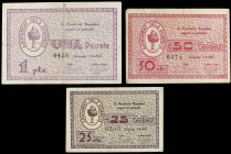 PAPER MONEY OF THE CIVIL WAR: CATALUNYA

Lote 3 billetes 25, 50 Cèntims y 1 Pesseta. 7 Agost 1937. Aj. d´ ELS GUIAMETS. A EXAMINAR. ESCASOS. AT-1209...
