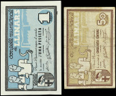 PAPER MONEY OF THE CIVIL WAR: CATALUNYA

Lote 2 billetes 50 Cèntims y 1 Pesseta. Juny 1937. C.M. de LLINARS. (El de 50 Cts sucio). AT-1349, 1350. MB...