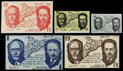 PAPER MONEY OF THE CIVIL WAR: CATALUNYA

Lote 5 billetes 5, 10, 25, 50 Cèntims y 1 Pesseta. Aj. de MALGRAT. A EXAMINAR. AT-1410/1414. EBC a SC.