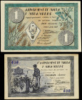 PAPER MONEY OF THE CIVIL WAR: CATALUNYA

Lote 2 billetes 50 Cèntims y 1 Pesseta. 1 Juny 1937. Aj. de MALLA I MIRAMBERC. 1 Pesseta con sello tampón y...