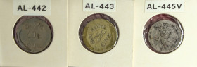 PAPER MONEY OF THE CIVIL WAR: CATALUNYA

Lote 3 fichas 10 y 25 Cèntims (2). COOPERATIVA MASNOU. CENTRAL NACIONAL SINDICALISTA. AE, Latón y Hierro. L...