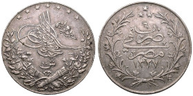 Egypt Mehmed V 1327//6 (1913) Silver 20 Qirsh Extremely fine, scraches