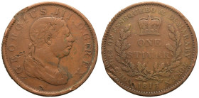 Guyana: Demerara and Essequibo George III 1813 Copper 1 Stiver