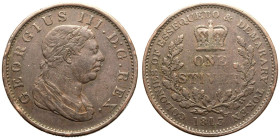 Guyana: Demerara and Essequibo George III 1813 Copper 1 Stiver