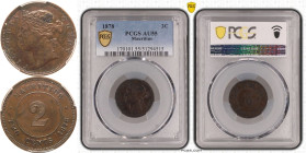 Mauritius Victoria 1878 Bronze 2 Cents PCGS AU55 BN