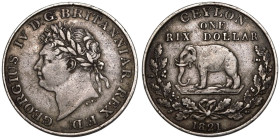 Ceylon George IV 1821 Silver 1 Rixdollar
