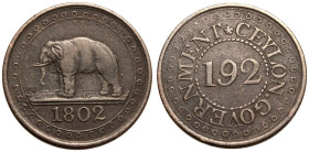 Ceylon: British George III 1802 Bronze 1/192 Rixdollar