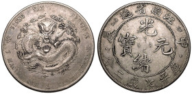 China: Kiangnan Guangxu ND (1904) Silver 7 mace 2 candareens (dollar) Fewer spines; Without dots