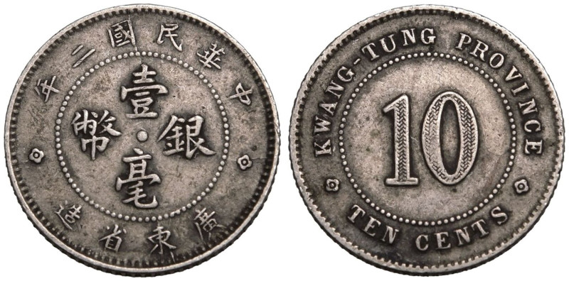CHINA. PROVINCE OF THE REPUBLIC OF CHINA. Kwangtung Province. 
Silver 1 Jiao, 2...