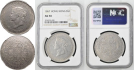 Hong Kong Victoria 1867 Silver 1 Dollar NGC AU 50
