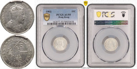 Hong Kong Edward VII 1902 Silver 10 Cents PCGS AU55