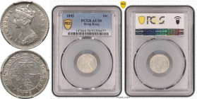 Hong Kong Victoria 1892 Silver 10 Cents PCGS AU50