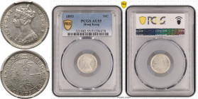 Hong Kong Victoria 1893 Silver 10 Cents PCGS AU55