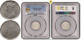 Hong Kong Victoria 1894 Silver 10 Cents PCGS AU53