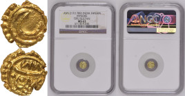 India: Kingdom of Mysore Tipu Sultan 1217 AM Gold Fanam NGC MS 63