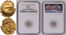 India: Kingdom of Mysore Tipu Sultan 1218 AM Gold Fanam NGC MS 63