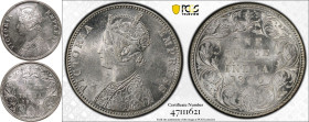 India: British Victoria 1900 B incuse Silver 1 Rupee PCGS MS62